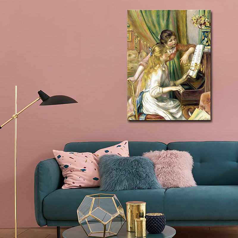 Brehn | Leinwand Texturiert Kunstdruck Impressionismus Stil Klavier und Mädchen Gemälde, Mehrere Größen