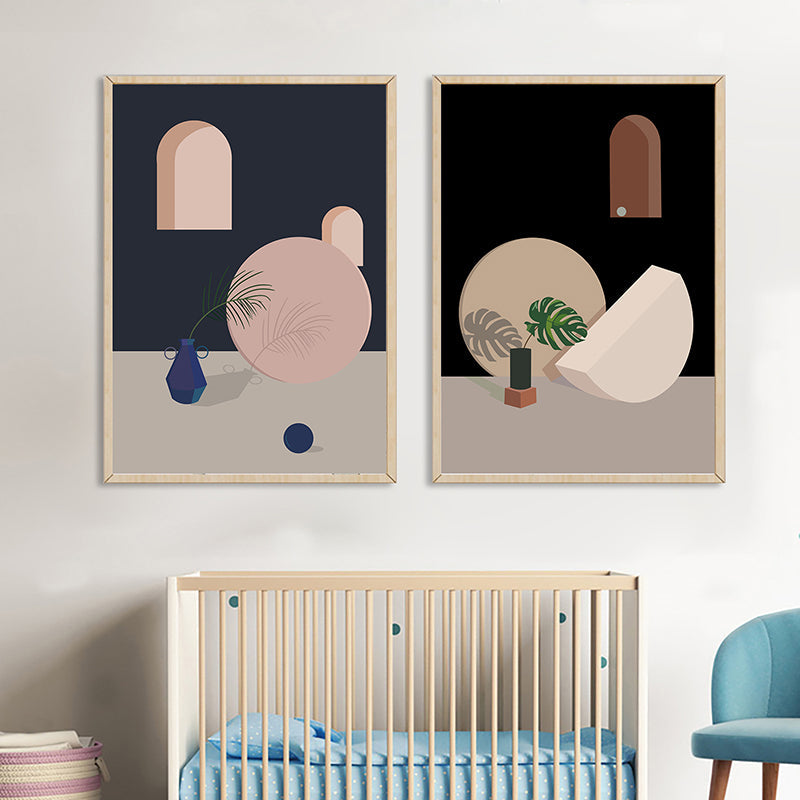 Brehn | Töpferei und Geometrie Wanddekor in Pastellfarbe Nordic Style Leinwand für Wohnzimmer