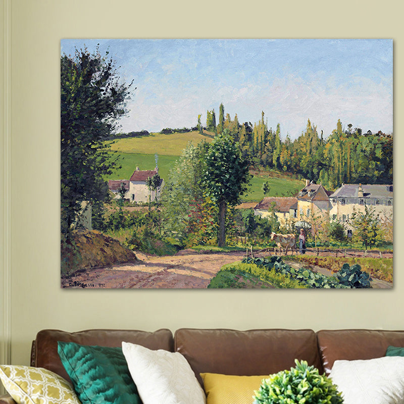 Brehn | Leinwand Texturiertes Kunstdruck Impressionismus Schlichte Dorf Landschaft Gemälde, Mehrere Größen