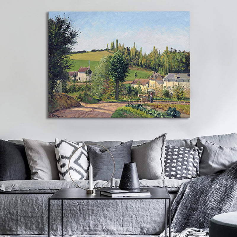 Brehn | Leinwand Texturiertes Kunstdruck Impressionismus Schlichte Dorf Landschaft Gemälde, Mehrere Größen