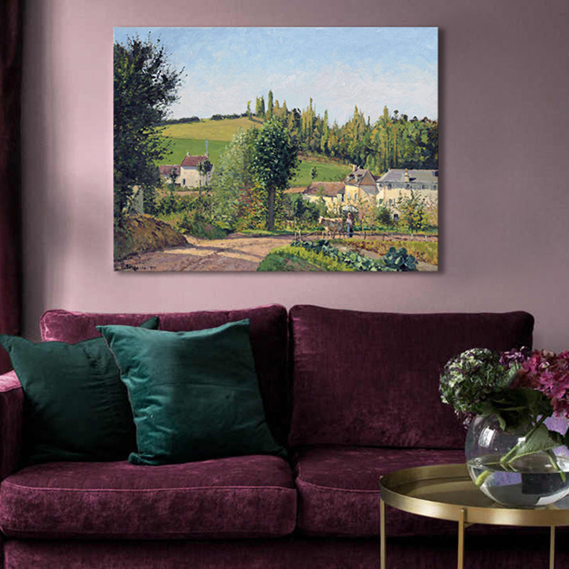 Brehn | Leinwand Texturiertes Kunstdruck Impressionismus Schlichte Dorf Landschaft Gemälde, Mehrere Größen