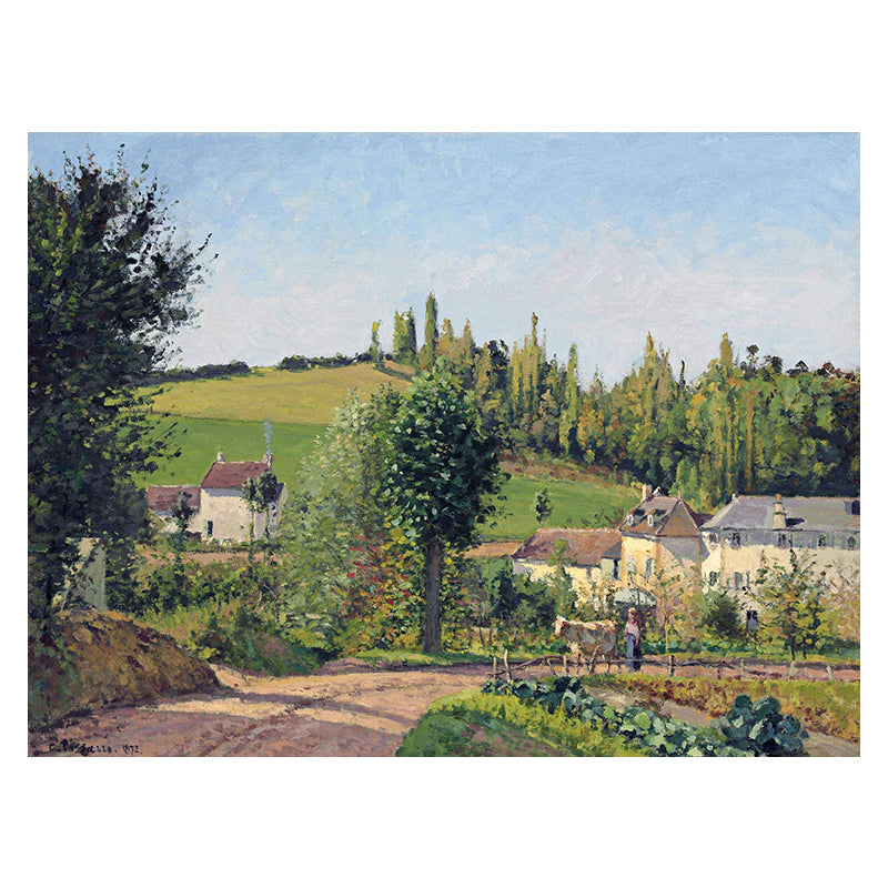 Brehn | Leinwand Texturiertes Kunstdruck Impressionismus Schlichte Dorf Landschaft Gemälde, Mehrere Größen