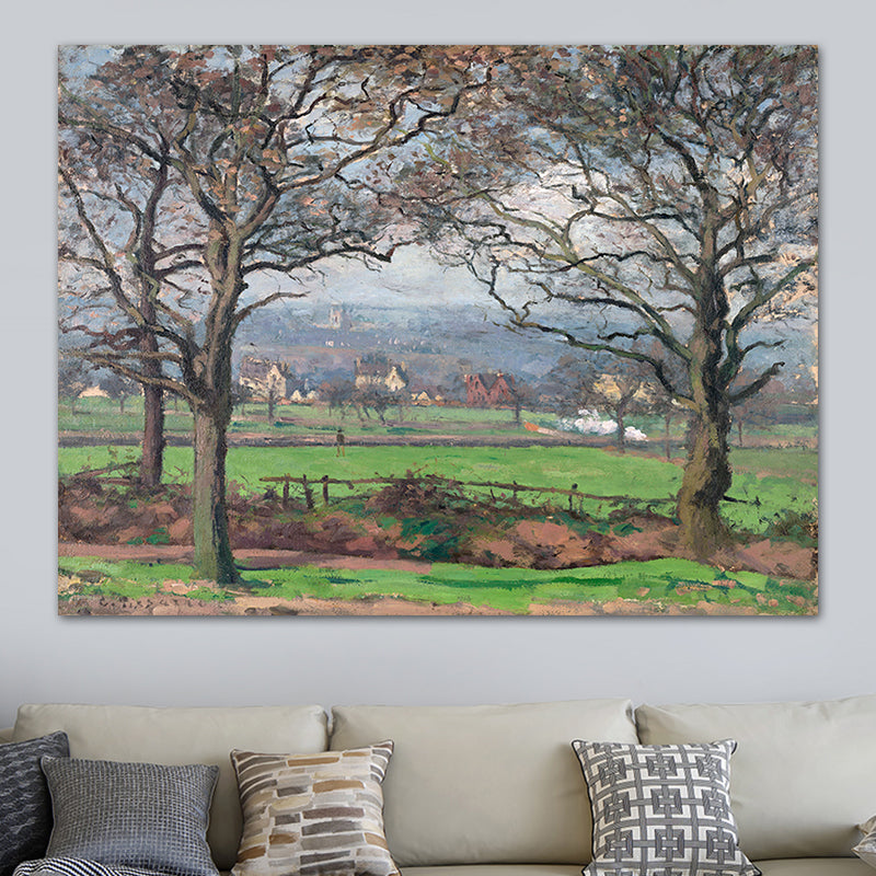 Brehn | Leinwand Texturiertes Kunstdruck Impressionismus Schlichte Dorf Landschaft Gemälde, Mehrere Größen