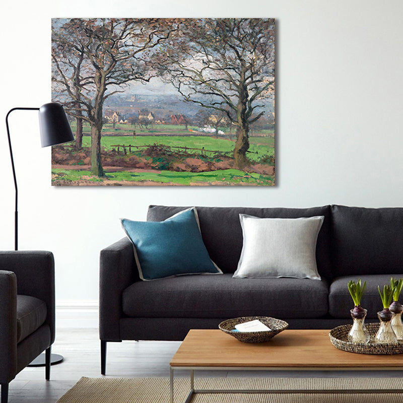 Brehn | Leinwand Texturiertes Kunstdruck Impressionismus Schlichte Dorf Landschaft Gemälde, Mehrere Größen