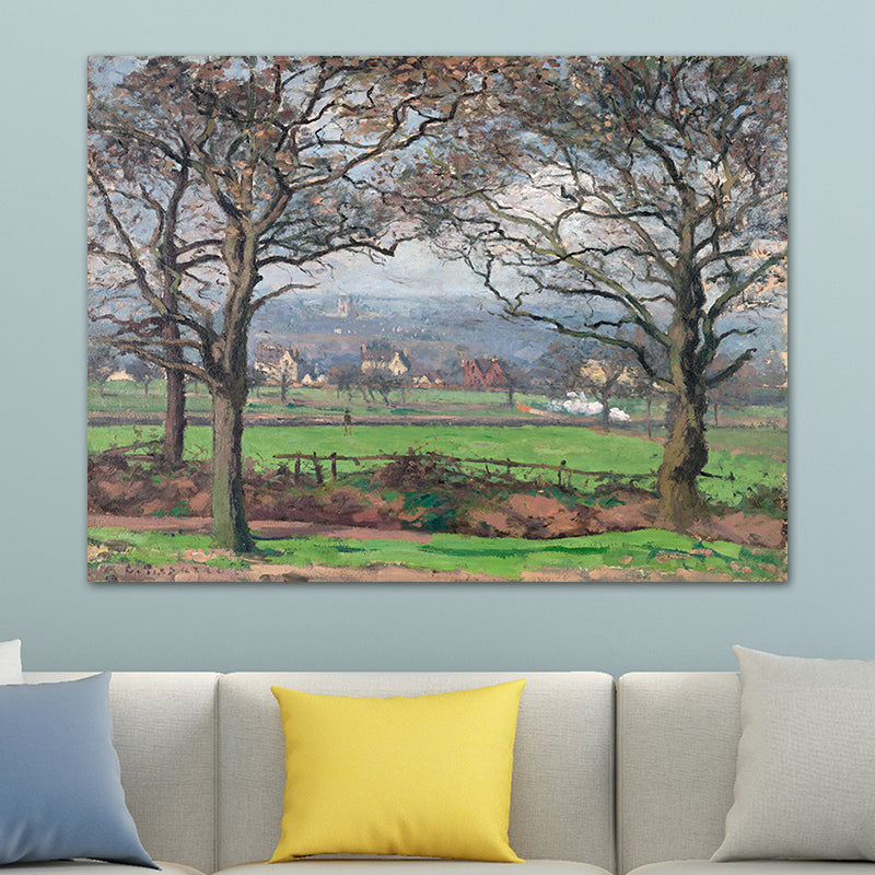 Brehn | Leinwand Texturiertes Kunstdruck Impressionismus Schlichte Dorf Landschaft Gemälde, Mehrere Größen