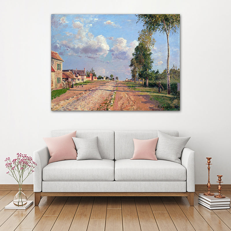 Brehn | Leinwand Texturiertes Kunstdruck Impressionismus Schlichte Dorf Landschaft Gemälde, Mehrere Größen