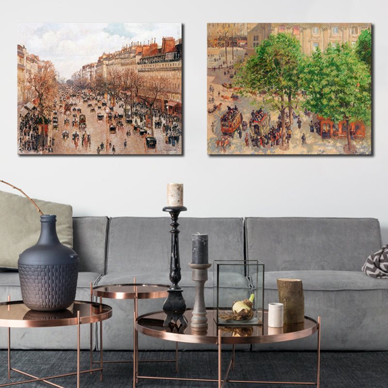 Brehn | Impressionismus Stil Stadtlandschaft Leinwand Pastellfarbe Badezimmer Kunstdruck, Mehrere Größen