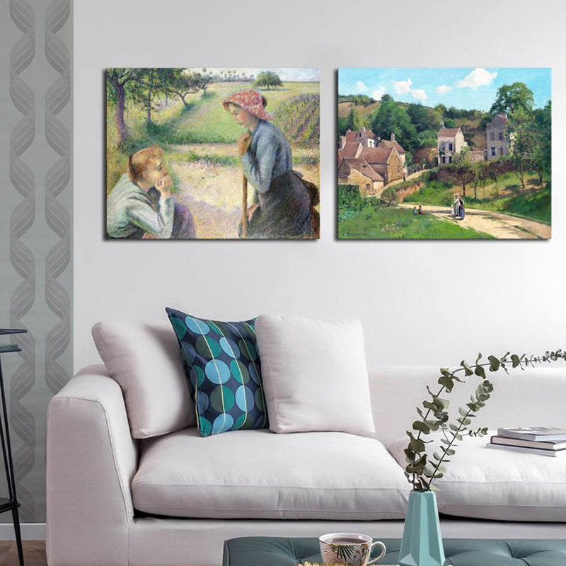 Brehn | Impressionismus Stil Stadtlandschaft Leinwand Pastellfarbe Badezimmer Kunstdruck, Mehrere Größen