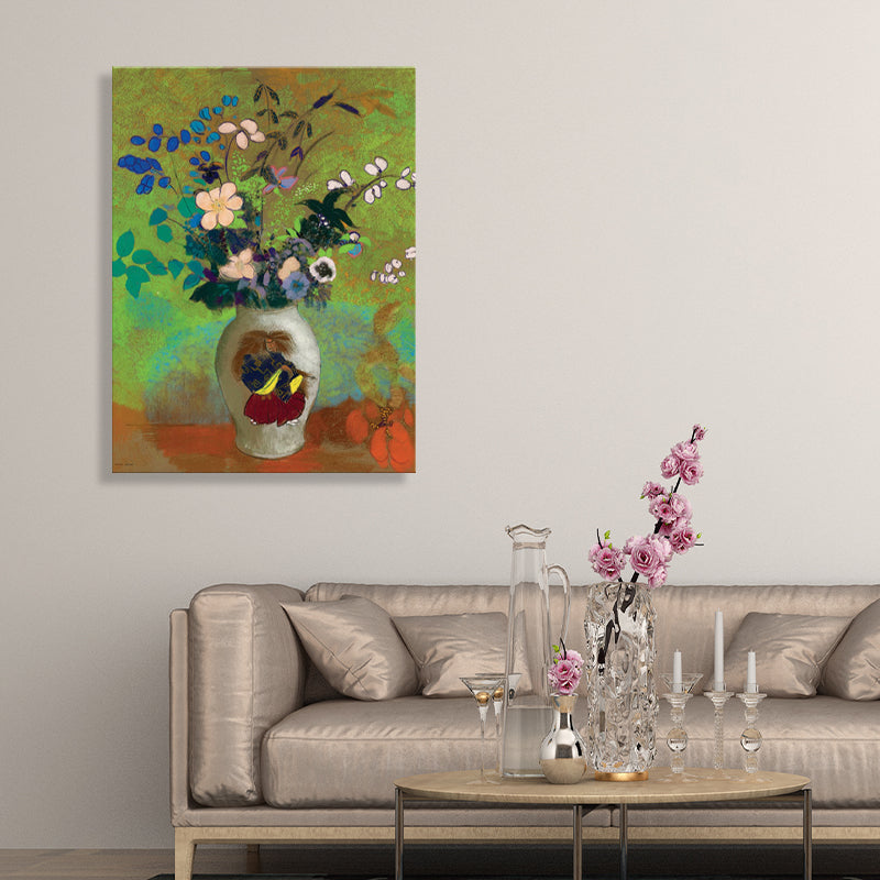 Brehn | Leinwand Texturiertes Kunstwerk Französischer Landhausstil Blumenstrauß und Vasenmalerei, Mehrere Größen