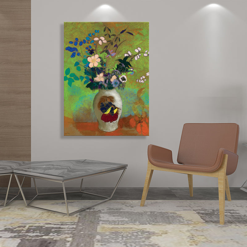 Brehn | Leinwand Texturiertes Kunstwerk Französischer Landhausstil Blumenstrauß und Vasenmalerei, Mehrere Größen