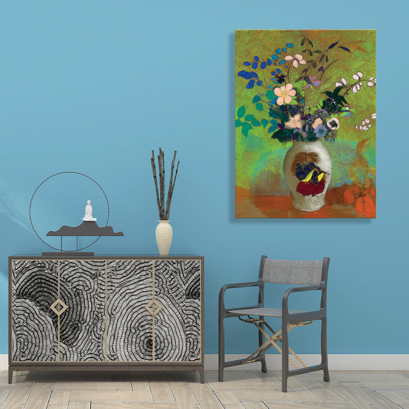 Brehn | Leinwand Texturiertes Kunstwerk Französischer Landhausstil Blumenstrauß und Vasenmalerei, Mehrere Größen