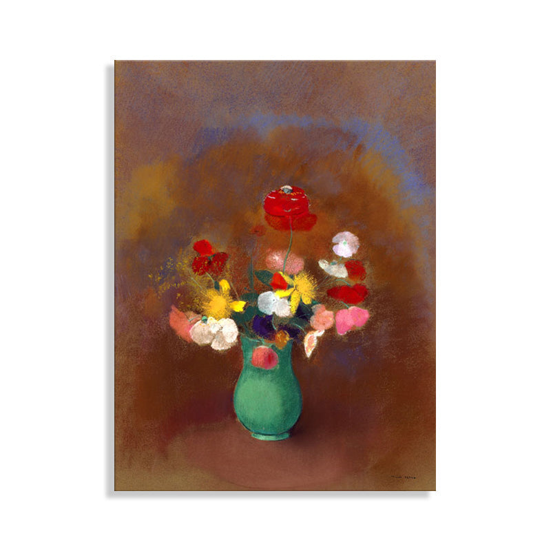 Brehn | Leinwand Texturiertes Kunstwerk Französischer Landhausstil Blumenstrauß und Vasenmalerei, Mehrere Größen