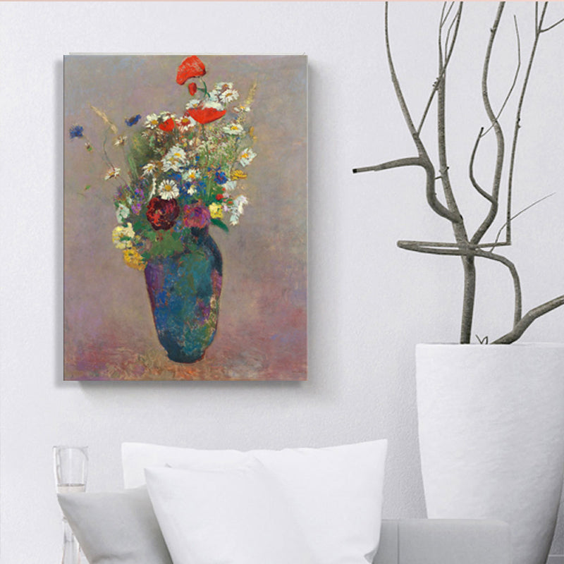 Brehn | Leinwand Texturiertes Kunstwerk Französischer Landhausstil Blumenstrauß und Vasenmalerei, Mehrere Größen