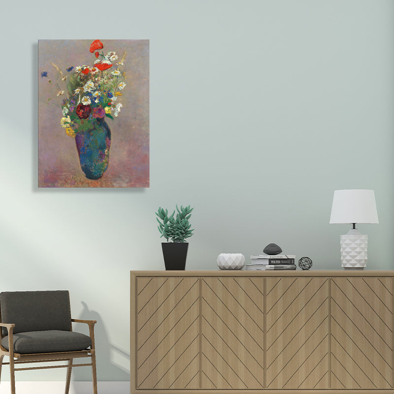 Brehn | Leinwand Texturiertes Kunstwerk Französischer Landhausstil Blumenstrauß und Vasenmalerei, Mehrere Größen