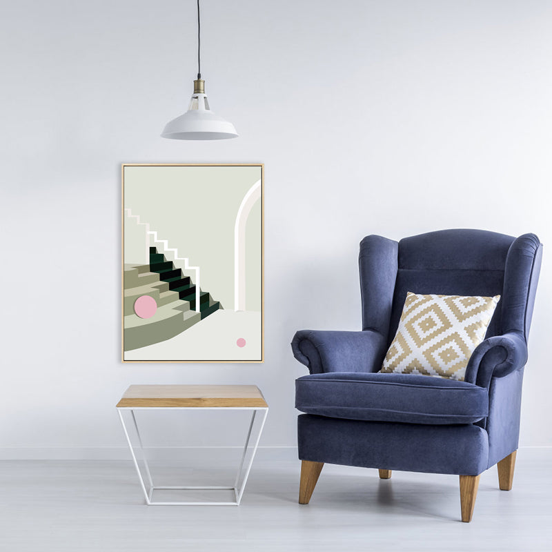 Brehn | Nordic Style Innen Treppenmalerei in sanften Farben Texturiertes Canvas für das Esszimmer