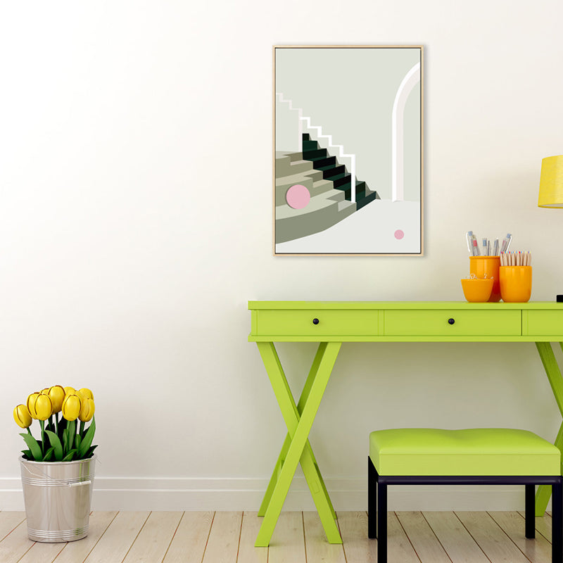 Brehn | Nordic Style Innen Treppenmalerei in sanften Farben Texturiertes Canvas für das Esszimmer