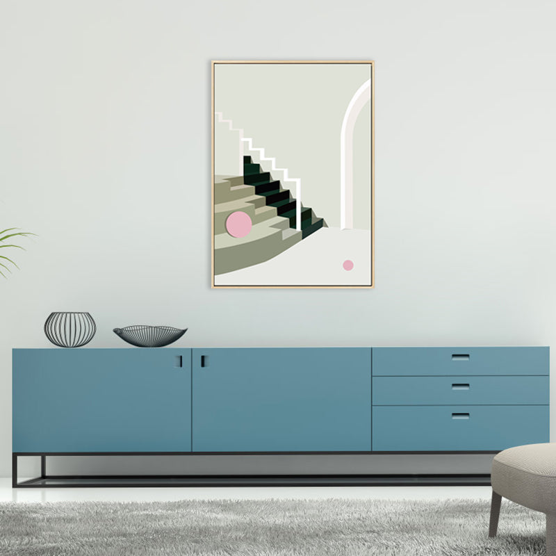 Brehn | Nordic Style Innen Treppenmalerei in sanften Farben Texturiertes Canvas für das Esszimmer