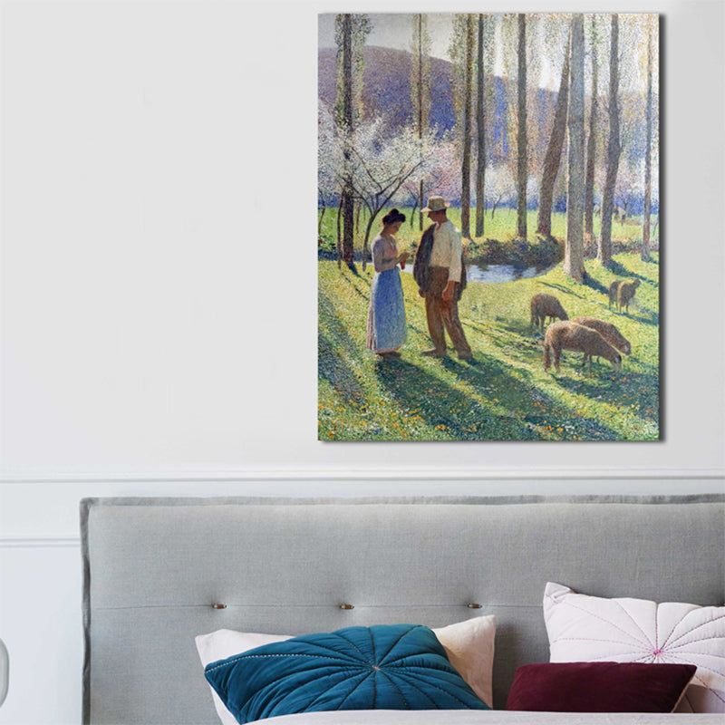 Brehn | Texturiertes Ausflugspaar Kunstdruck Impressionismus Leinwand Wandkunst Dekor, mehrere Größen