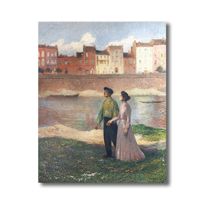 Brehn | Texturiertes Ausflugspaar Kunstdruck Impressionismus Leinwand Wandkunst Dekor, mehrere Größen