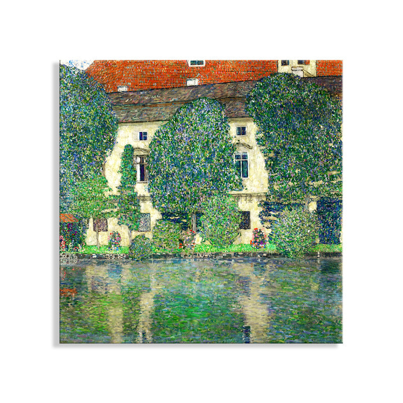 Brehn | Impressionismus Stil Mädchen Wanddekoration Riverside House Grüne Kunst, Verschiedene Größenoptionen