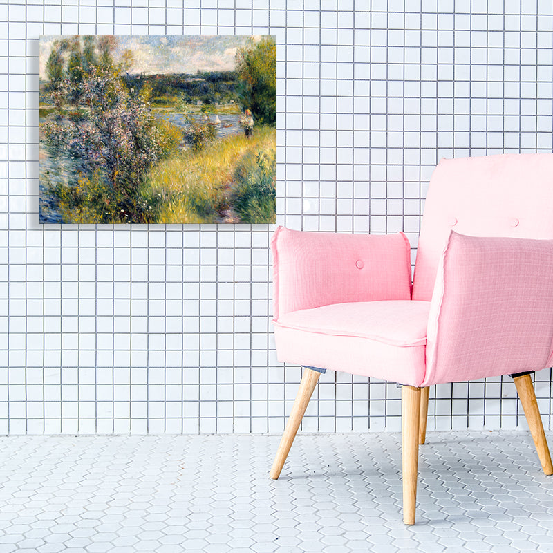 Brehn | Impressionismus Riverside Holz Wanddekoration Leinwand Texturiert Gelbe Kunst für Wohnzimmer