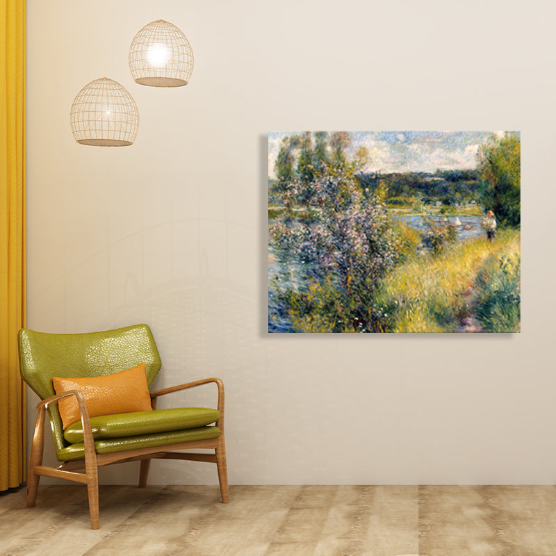 Brehn | Impressionismus Riverside Holz Wanddekoration Leinwand Texturiert Gelbe Kunst für Wohnzimmer