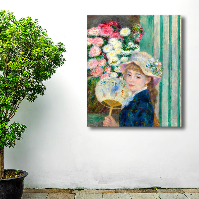 Brehn | Texturiertes Dienstmädchen und Blumen Malerei Leinwand Impressionismus Stil Wanddruck für Spielzimmer