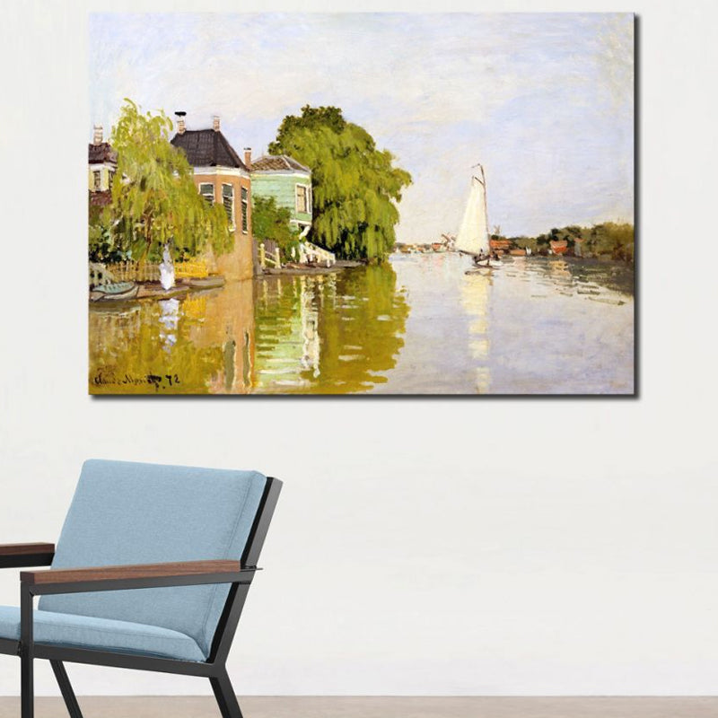 Brehn | Canvas Pastellfarbige Wanddekoration Impressionismus Flusslandschaft Kunstdruck, Verschiedene Größen