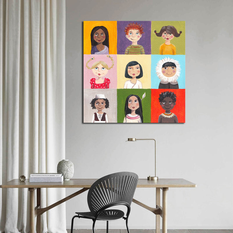 Brehn | Pastellfarbe Moderne Kunst Cartoon-Figuren Leinwand für die Küche, Mehrere Größenoptionen