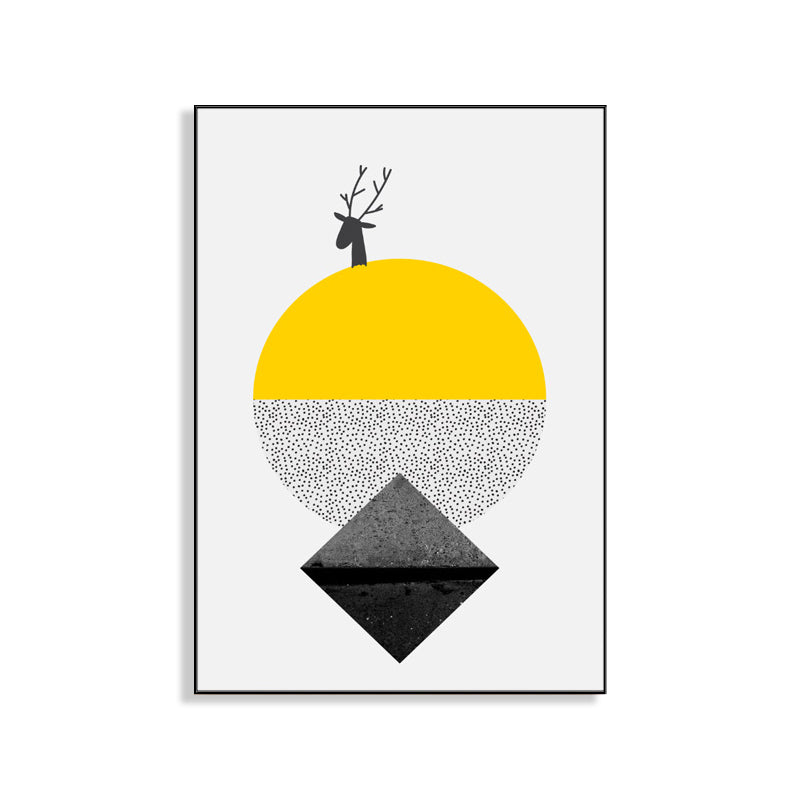 Brehn | Gelbe neuartige geometrische Muster Malerei Illustration nordische strukturierte Leinwand für das Spielzimmer