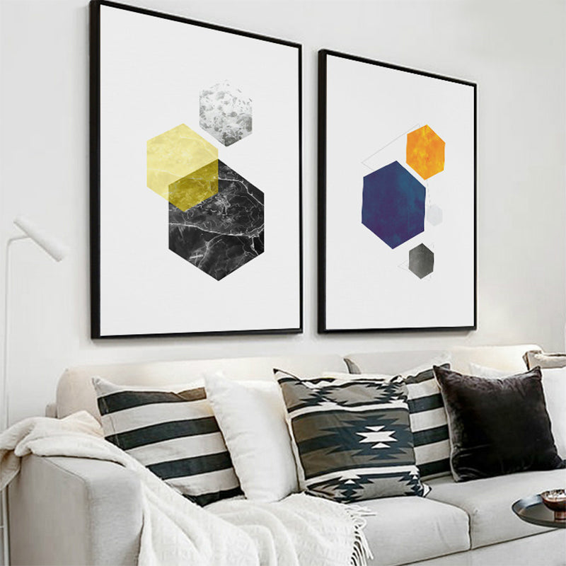 Brehn | Texturiertes modernes Hexagon-Muster Kunst zeitgenössischer Stil Leinwandmalerei, mehrere Größen