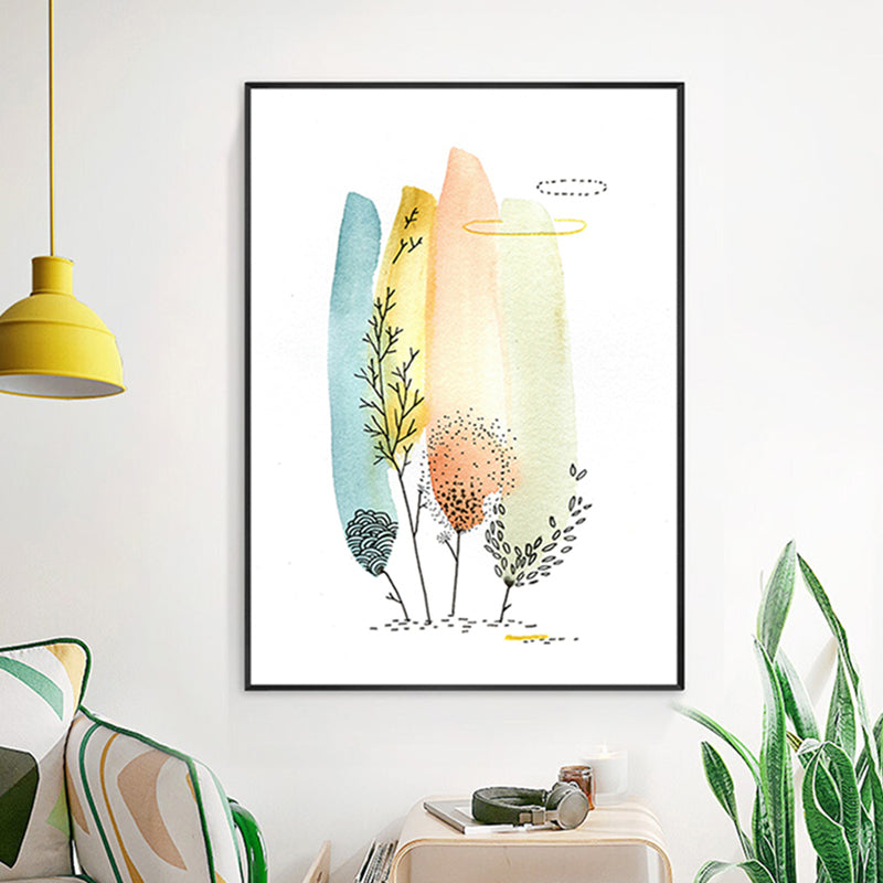 Brehn | Botanische Malerei Moderner Stil Leinwand Texturiertes Wandkunst in Orange, Mehrere Größen