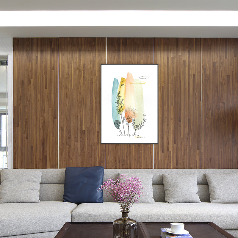 Brehn | Botanische Malerei Moderner Stil Leinwand Texturiertes Wandkunst in Orange, Mehrere Größen