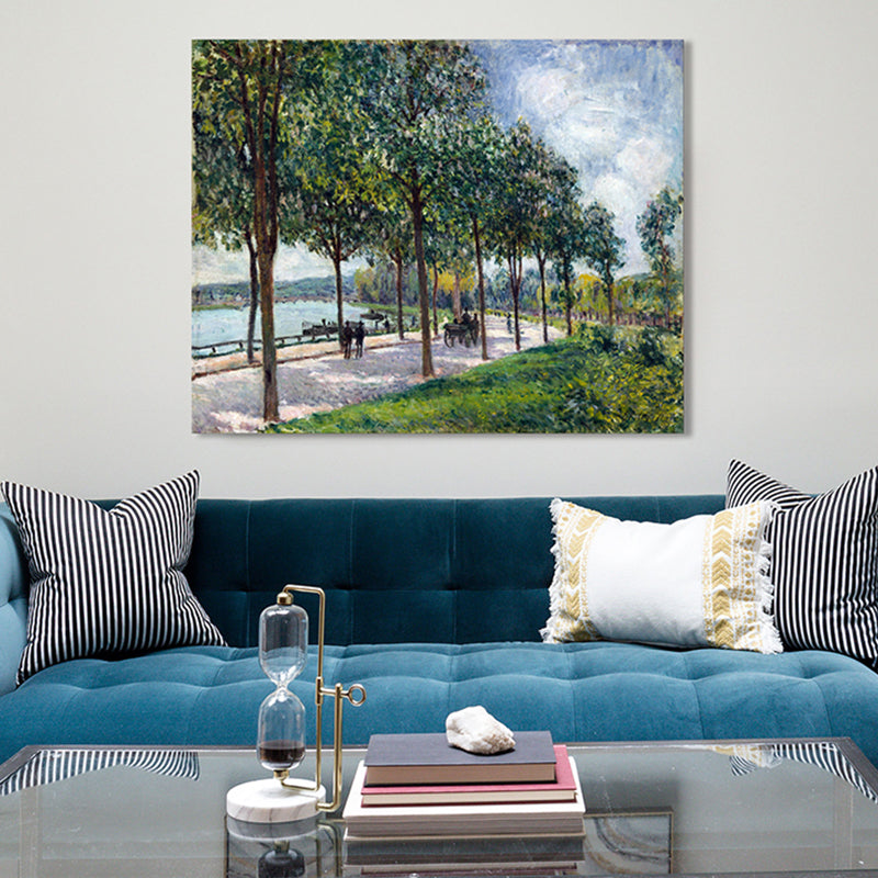 Brehn | Baumgesäumter Weg Landschaft Leinwand Texturierter Impressionismus Stil für Schlafzimmer Malerei