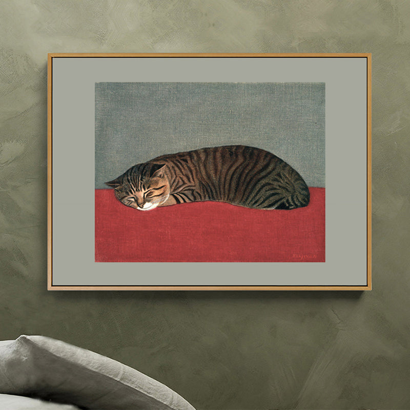 Brehn | Schlafende Katze Wanddekoration Nordic Style Texturiertes Mädchenzimmer Gemälde, Multiple Größen