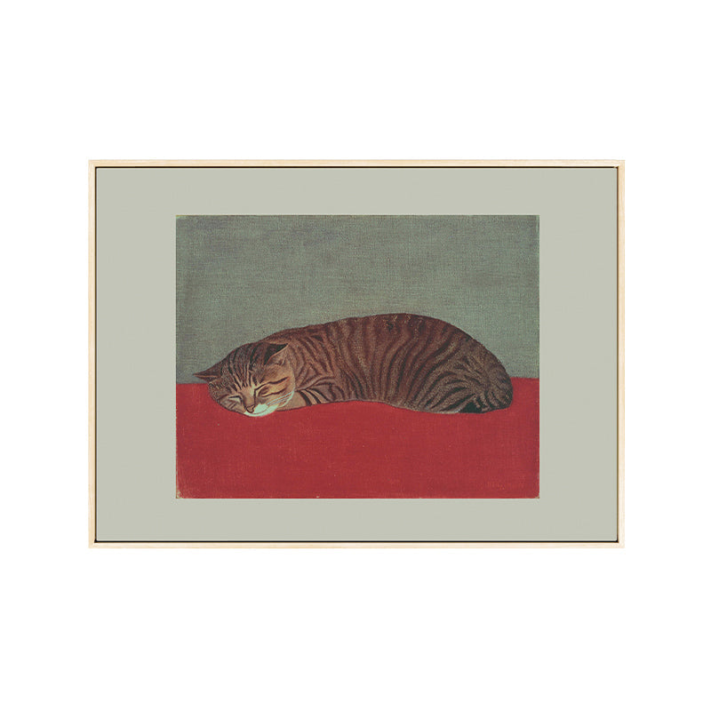 Brehn | Schlafende Katze Wanddekoration Nordic Style Texturiertes Mädchenzimmer Gemälde, Multiple Größen