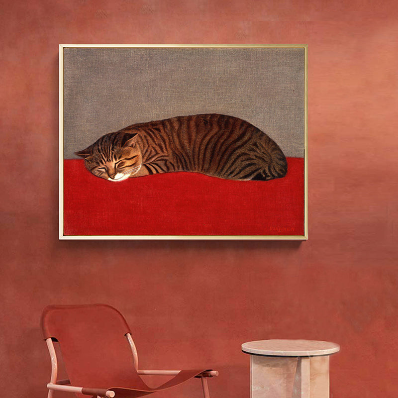 Brehn | Schlafende Katze Wanddekoration Nordic Style Texturiertes Mädchenzimmer Gemälde, Multiple Größen