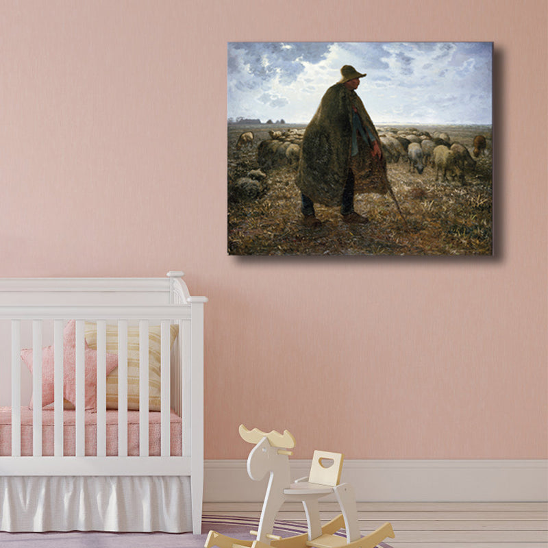 Brehn | Impressionismus hütende Aussicht Leinwand in Pastellfarbe texturiertes Gemälde für das Spielzimmer
