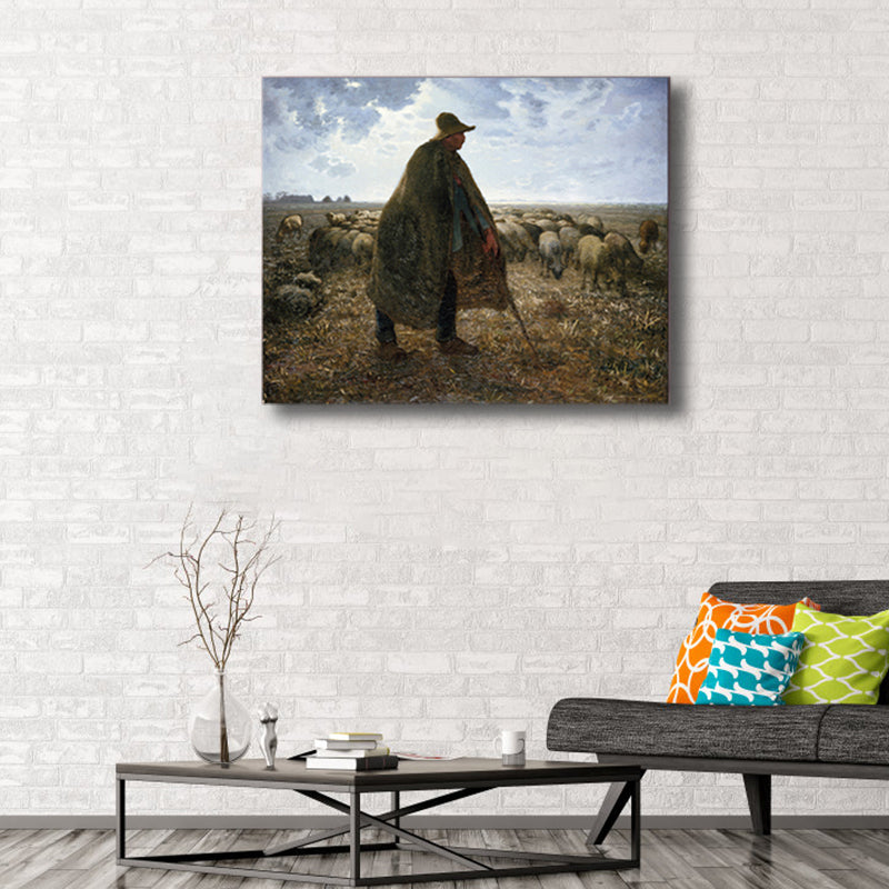Brehn | Impressionismus hütende Aussicht Leinwand in Pastellfarbe texturiertes Gemälde für das Spielzimmer