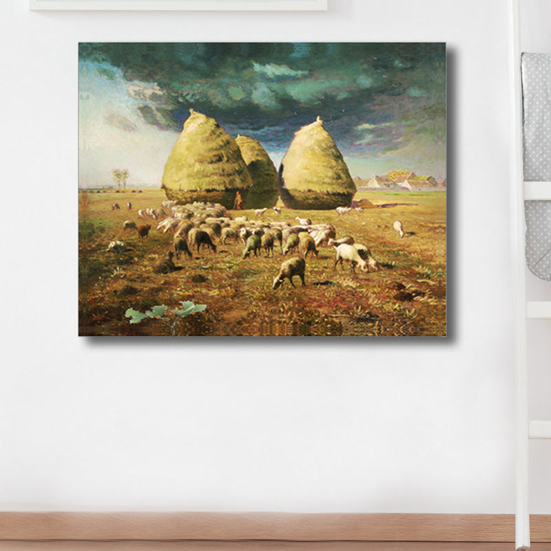 Brehn | Impressionismus hütende Aussicht Leinwand in Pastellfarbe texturiertes Gemälde für das Spielzimmer