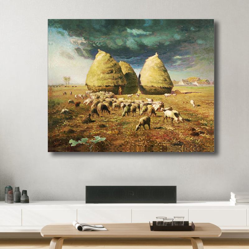 Brehn | Impressionismus hütende Aussicht Leinwand in Pastellfarbe texturiertes Gemälde für das Spielzimmer