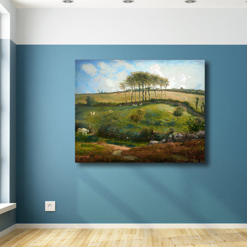 Brehn | Impressionismus hütende Aussicht Leinwand in Pastellfarbe texturiertes Gemälde für das Spielzimmer