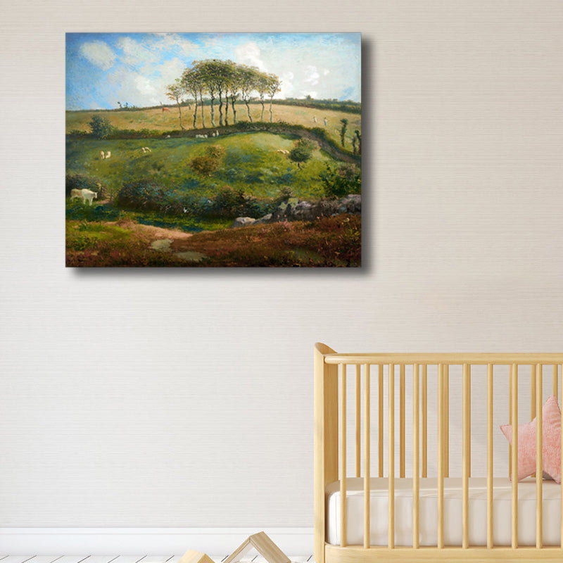 Brehn | Impressionismus hütende Aussicht Leinwand in Pastellfarbe texturiertes Gemälde für das Spielzimmer