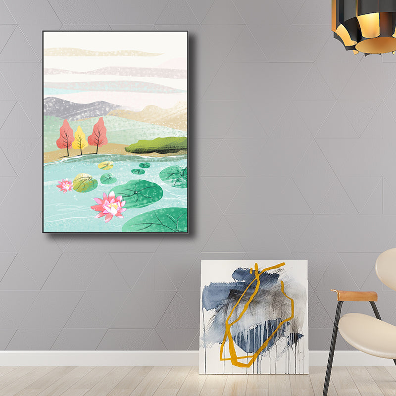 Brehn | Ruhige natürliche Landschaftsmalerei Pastellfarben Leinwand Wandkunst texturiert, mehrere Größen