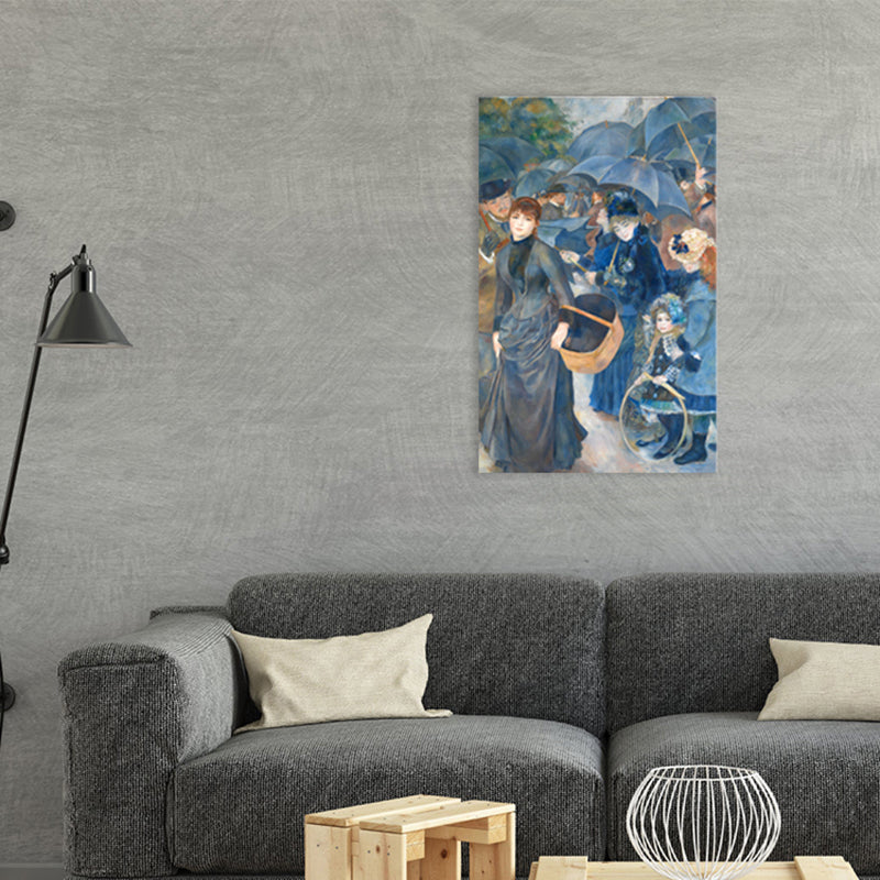 Brehn | Blaue Menschen Versammlung Wanddekoration Texturierter Impressionismus Stil Mädchenzimmer Leinwand