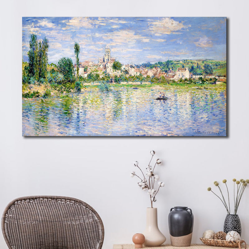 Brehn | Helle Farbige Riverside View Leinwand Impressionismus Texturierte Wandkunst Druck für das Wohnzimmer