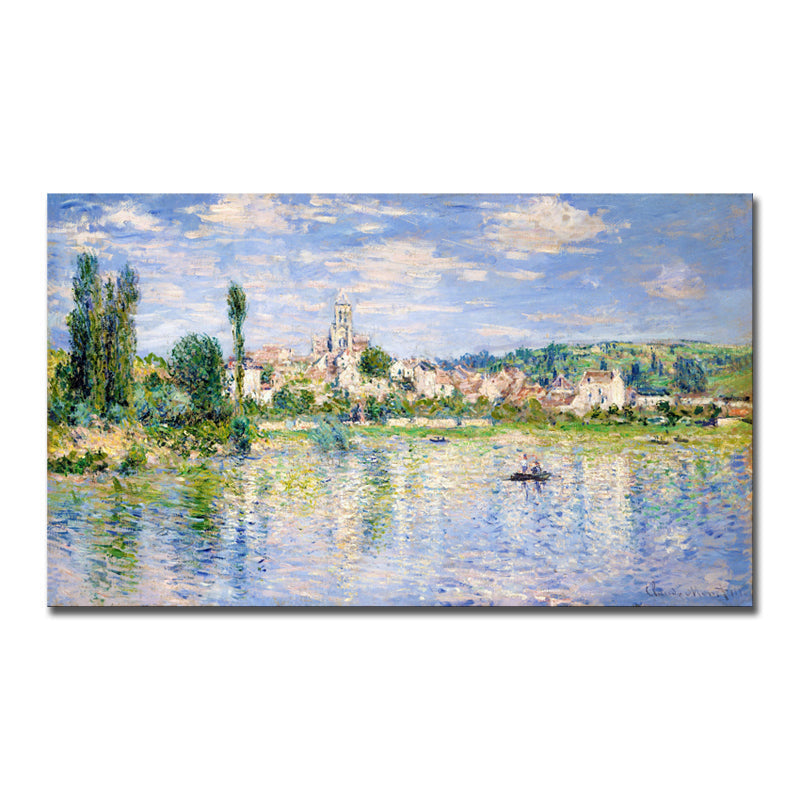 Brehn | Helle Farbige Riverside View Leinwand Impressionismus Texturierte Wandkunst Druck für das Wohnzimmer