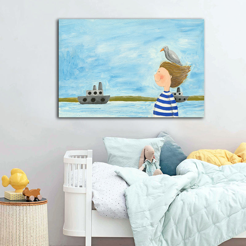 Brehn | Texturiertes Mädchen und Meer Malerei Zeitgenössische Kunst Leinwand Wanddekoration, verschiedene Größen