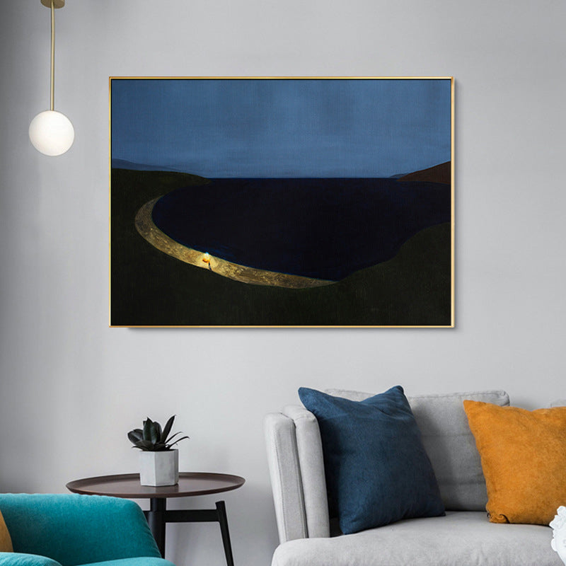 Brehn | Bergblick bei Nacht Gemälde Zeitgenössischer Stil Leinwand Wandkunst, Verschiedene Größen