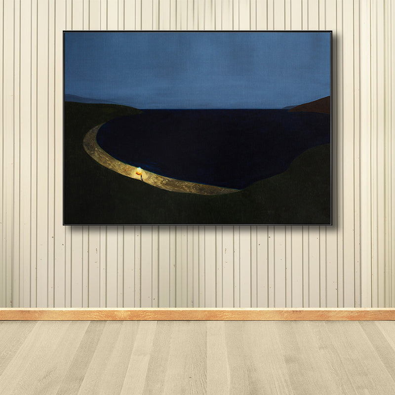 Brehn | Bergblick bei Nacht Gemälde Zeitgenössischer Stil Leinwand Wandkunst, Verschiedene Größen